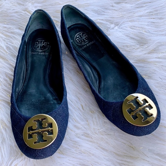 Tory Burch Shoes - Tory Burch quilted denim flat shoes